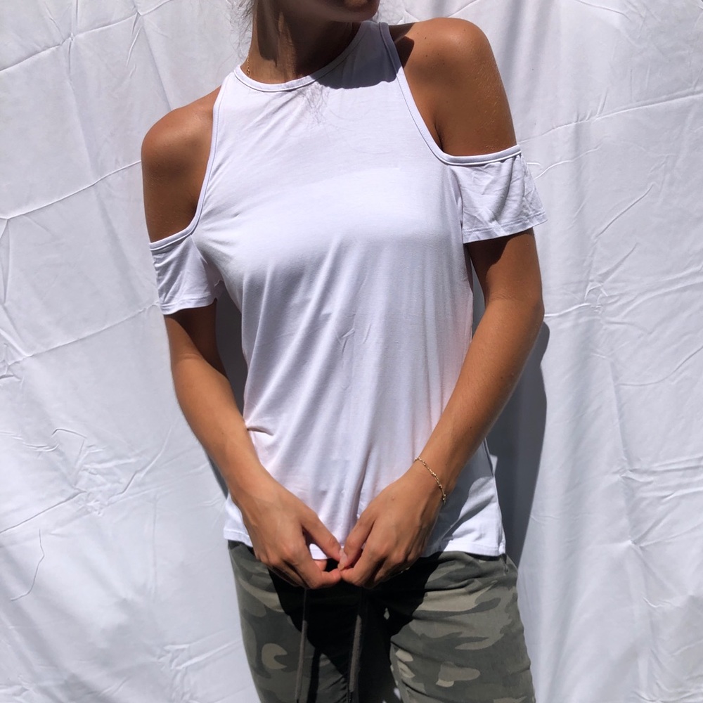 Peek-a-boo cold shoulder top